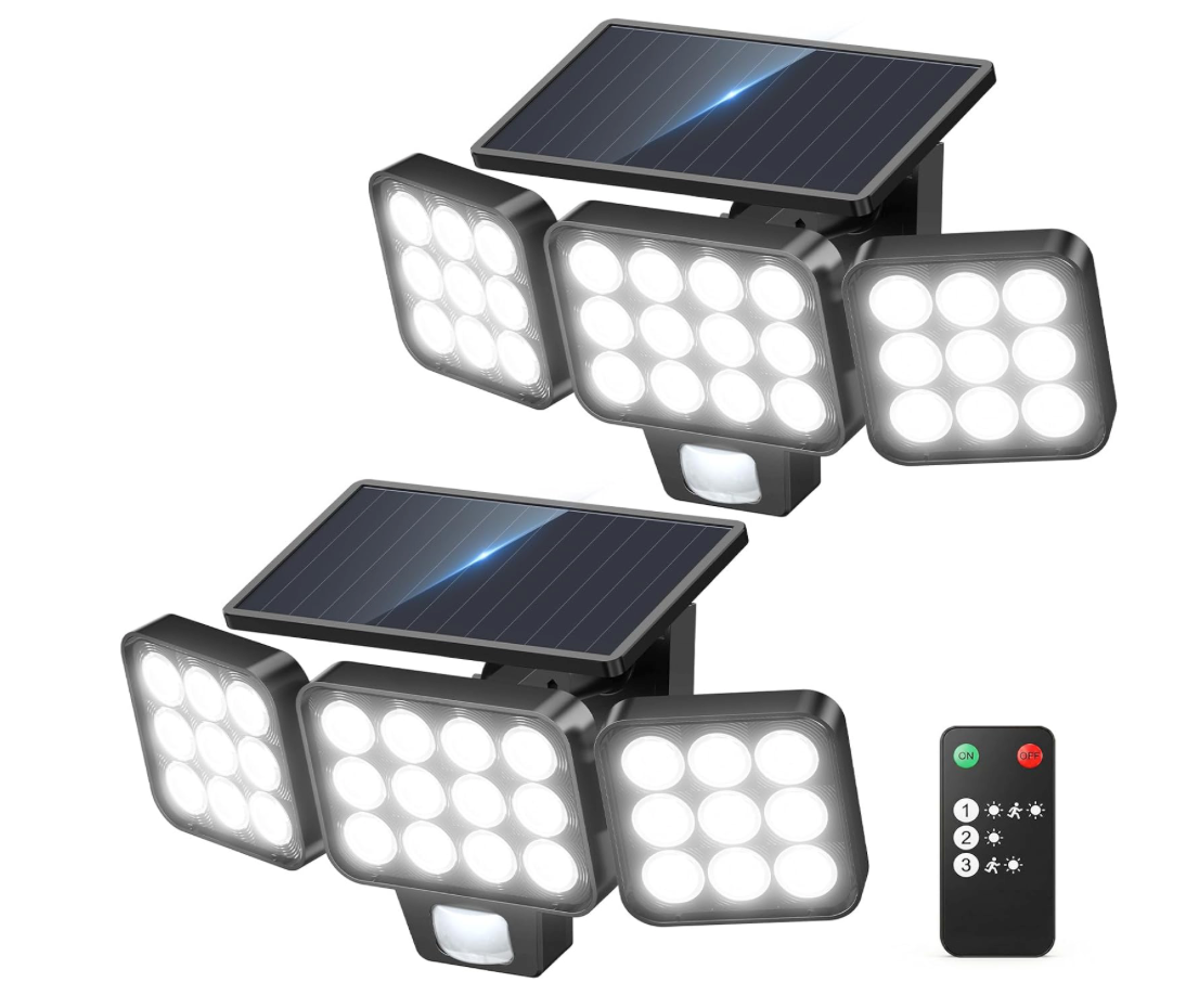 Outdoor Security Floodlights with Motion Sensor/Remote 2-Pack